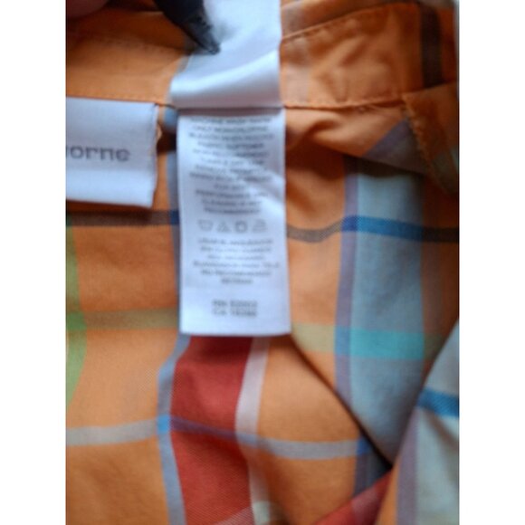Liz Claiborne Womens Top 10 Orange Plaid Sleveless Collar Preppy Light Academia - Picture 4 of 6